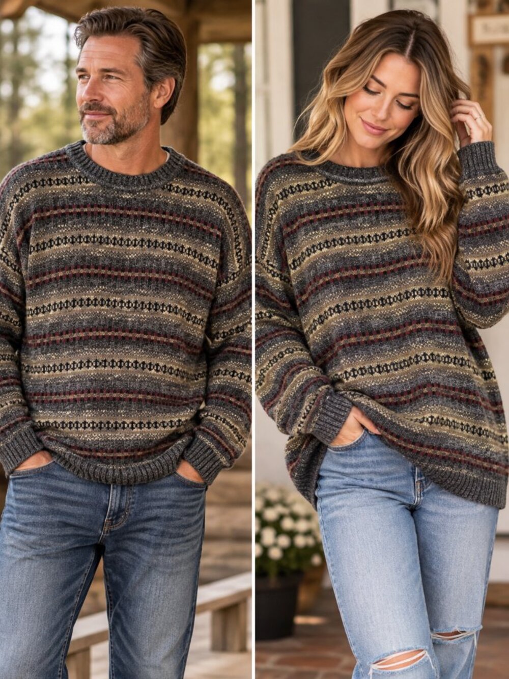 Dockers XL Grandpacore Sweater Fair Isle Oversized Vintage Style Knit